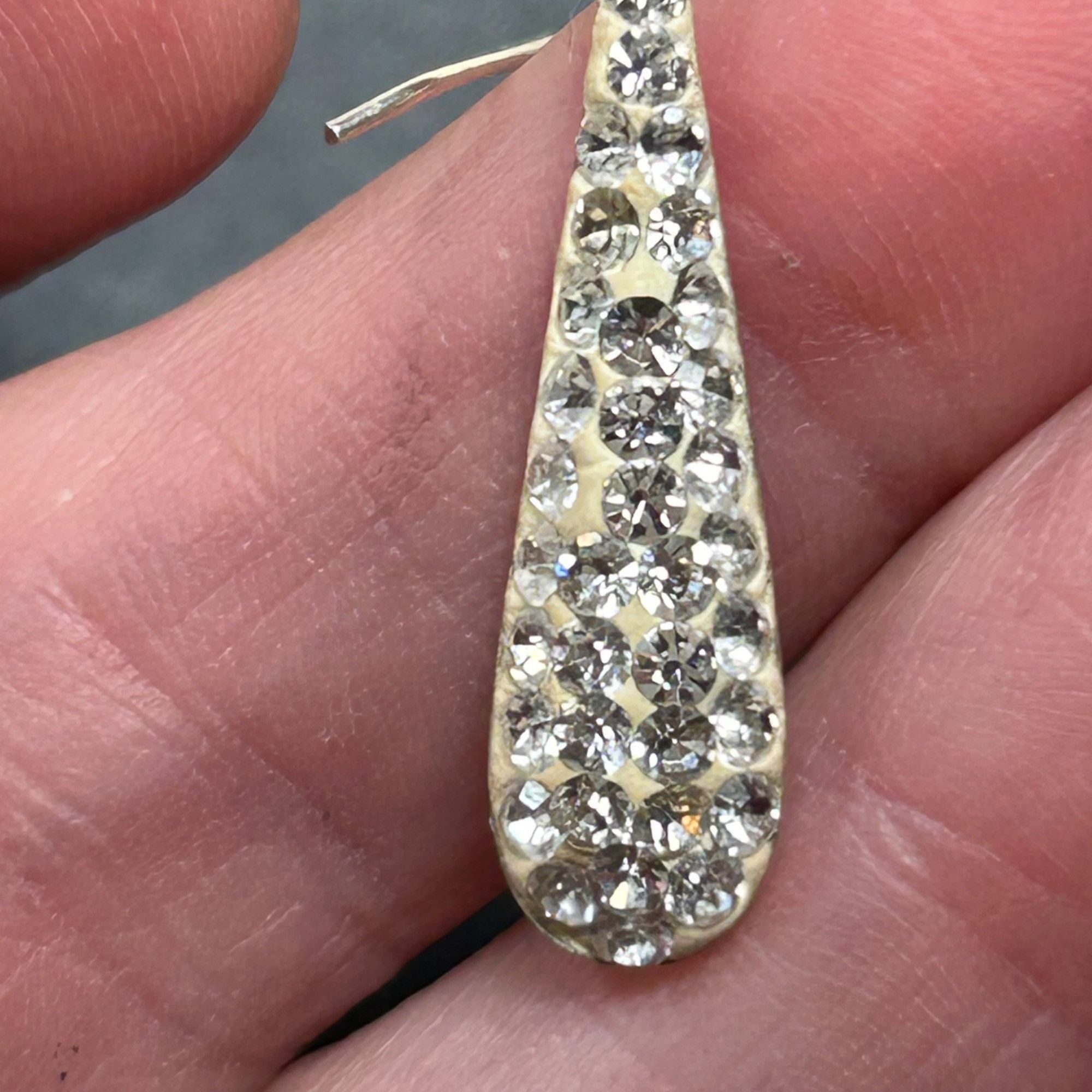 Vintage Sterling Silver 925 Crystal Inset White Dangle Drop Earrings Size ONE SIZE - 7 Thumbnail