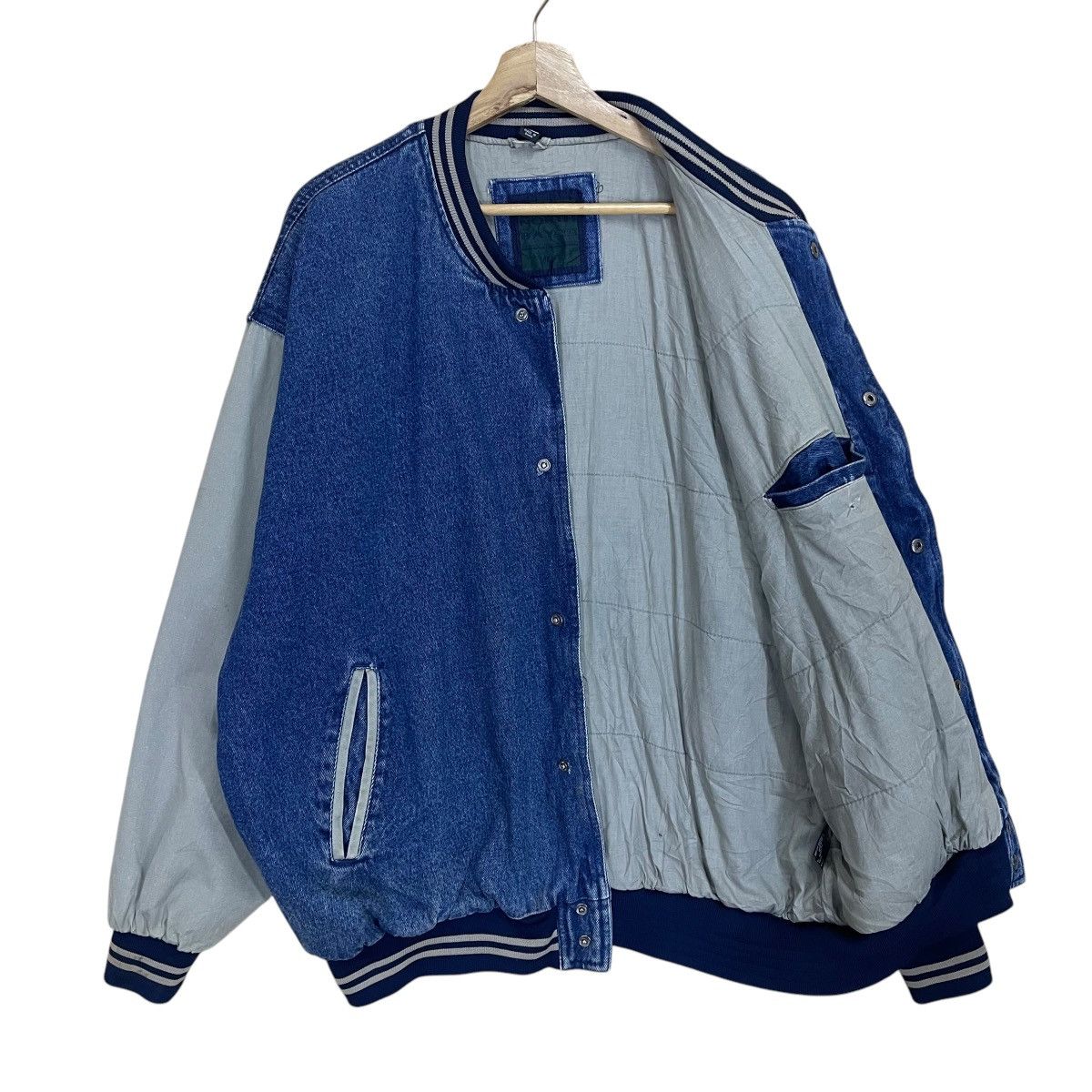 Vintage Vintage 90s North Bay Ltd Denim Varsity Jacket Size US XL / EU 56 / 4 - 8 Thumbnail