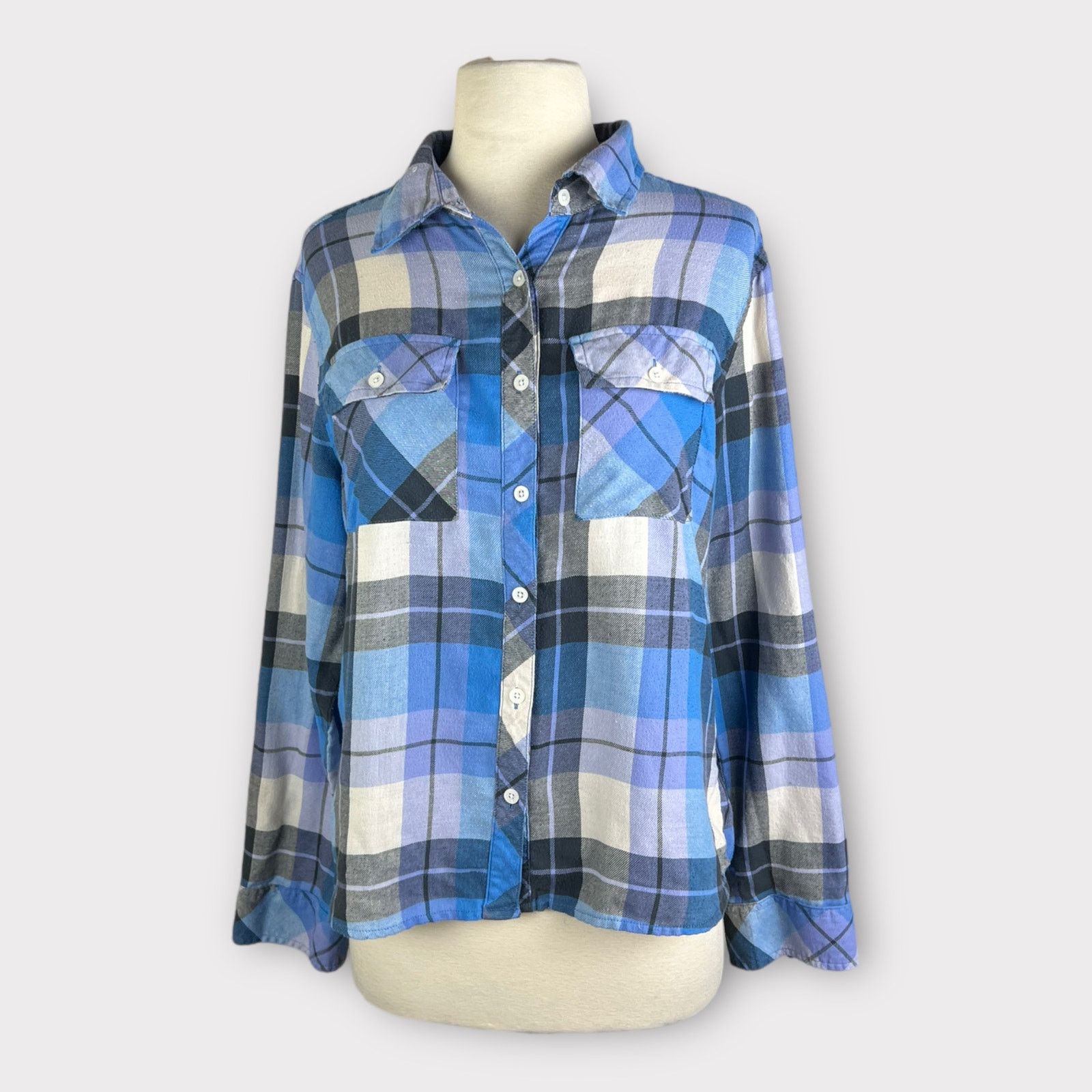 Urban Outfitters Kirra | Y2K Vintage High Low Flannel Top | Medium Size M / US 6-8 / IT 42-44 - 5 Thumbnail
