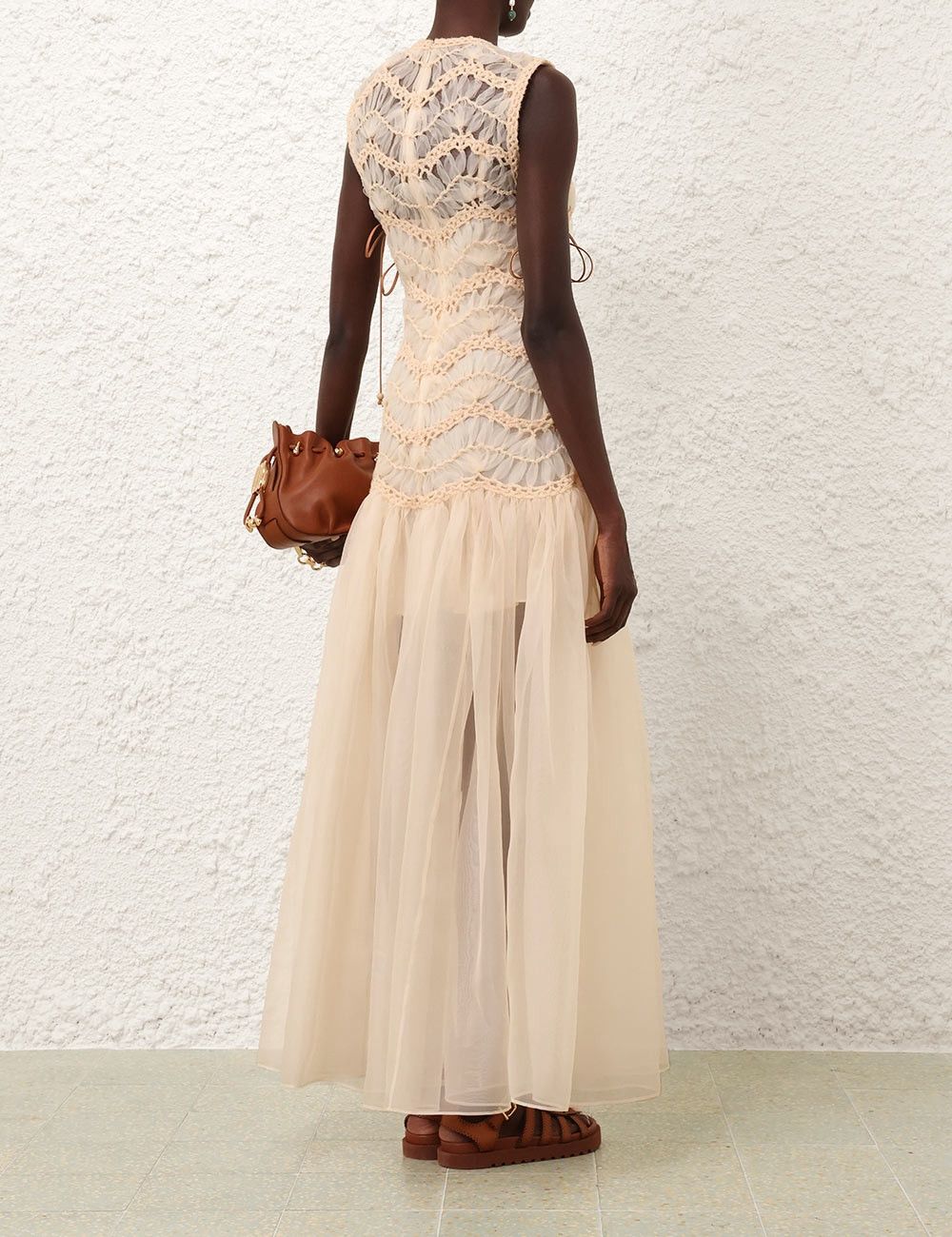 Zimmermann oc11z0226 Illuminate Macrame Maxi Dress In Cream Size L / US 10 / IT 46 - 5 Thumbnail