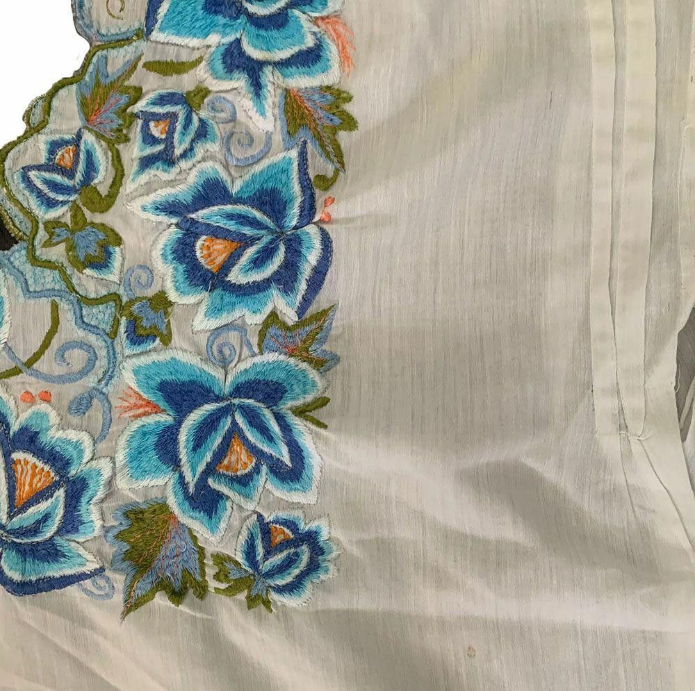 Designer Pre Owned White Hand Made Blouse Xl Size XL / US 12-14 / IT 48-50 - 4 Thumbnail