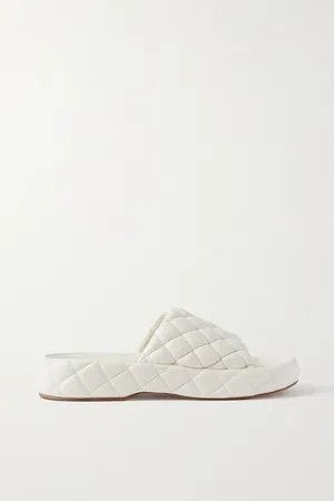 Bottega Veneta o1y0725 Leather Slippers in White Size US 8 / IT 38 - 1 Thumbnail
