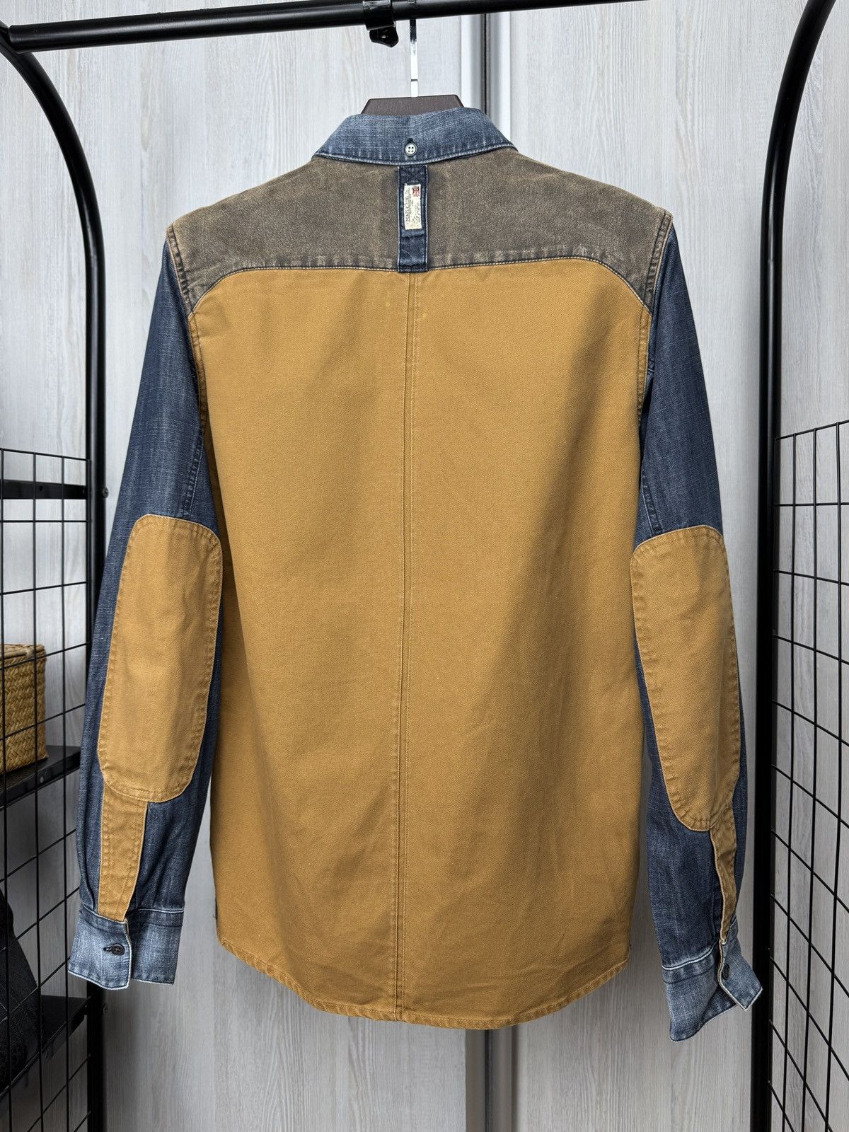 Designer × Japanese Brand Pearly King blue denim brown canvas leather shirt Size US M / EU 48-50 / 2 - 9 Thumbnail