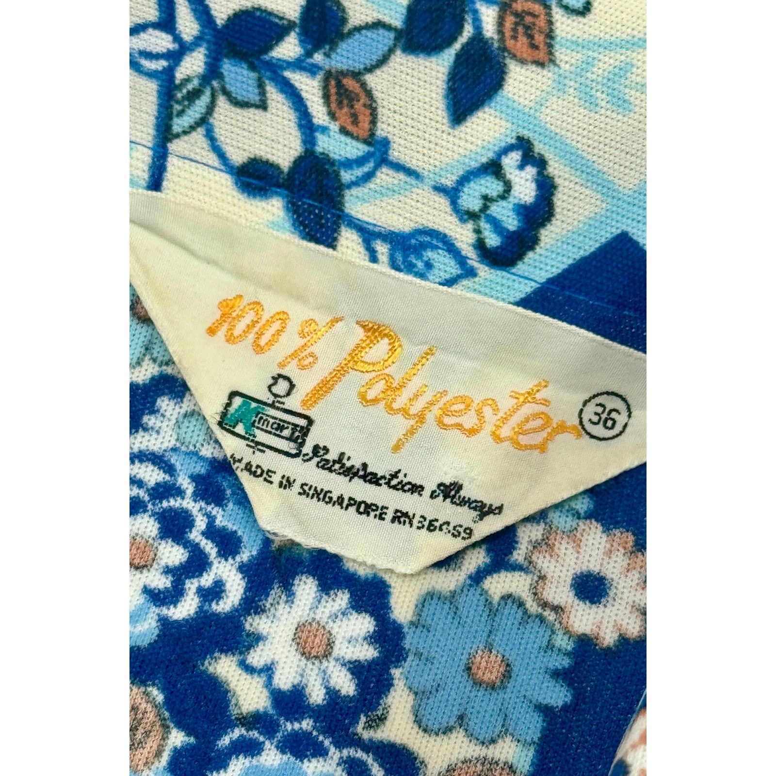Disco Inferno 1970’S K MART CROPPED FLORAL KNIT DISCO L/S B.D. SHIRT Size XS / US 0-2 / IT 36-38 - 2 Thumbnail
