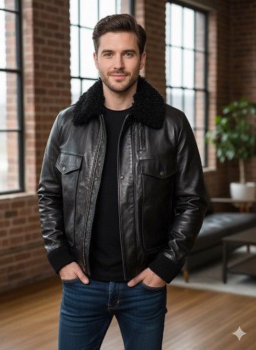 NO ID NO ID A2 LEATHER JACKET FUR NECK LINING REMOVEABLE Size US S / EU 44-46 / 1 - 3 Thumbnail