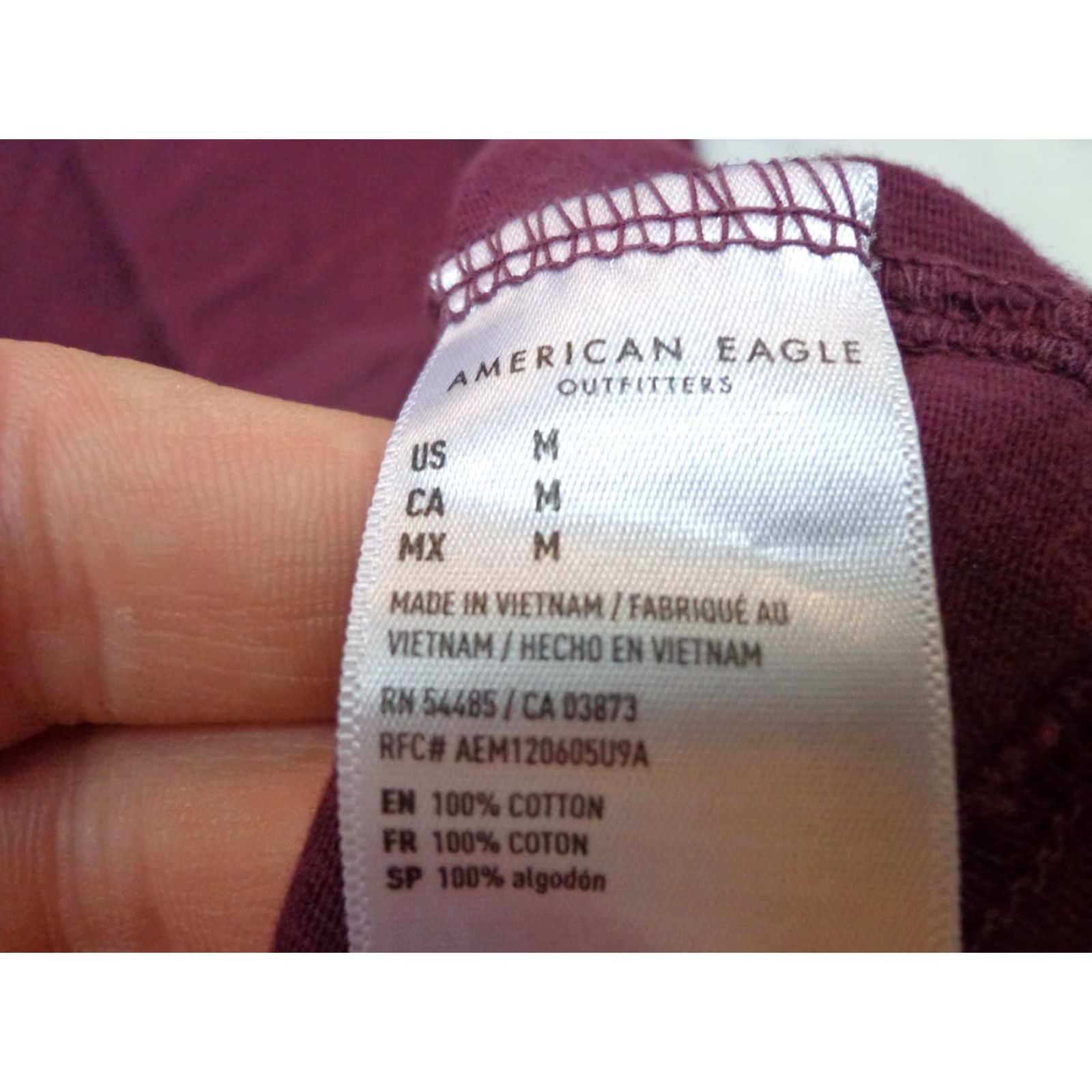 American Eagle Outfitters American Eagle Outfitters T Shirt Burgundy Short Sleeve Size Medium Crew Neck Logo Crew Neck Men Red Solid Cotton Classic Fit Vintage: No Size US M / EU 48-50 / 2 - 6 Thumbnail