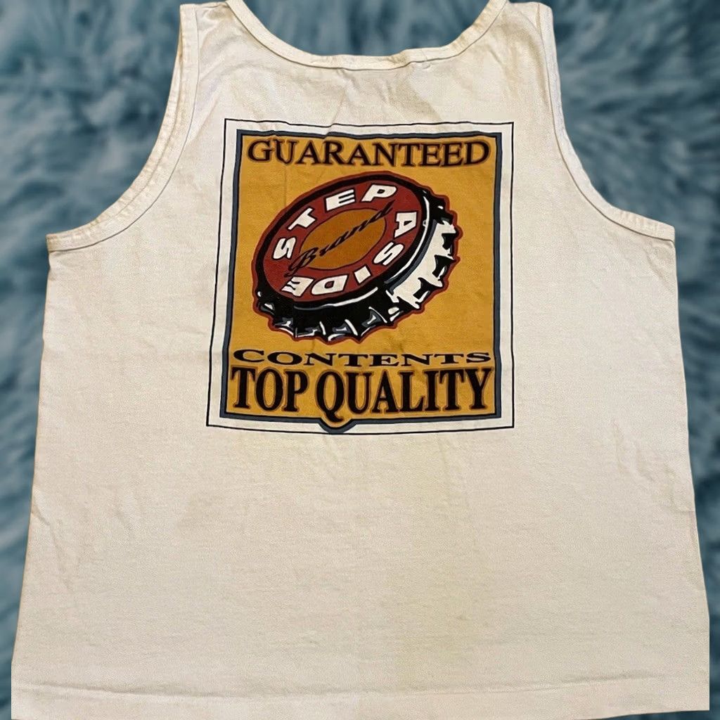 Vintage VINTAGE 90s Step Aside Bottle Cap Faded Distressed Tank Top XS Surf Skate Grunge Funny Shirt Mens White Zap Size US XS / EU 42 / 0 - 1 Thumbnail