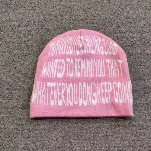 Japanese Brand Call 1-800 We Ball Y2K Graphic No Cuff Beanie Hat Pink Size ONE SIZE - 2 Thumbnail