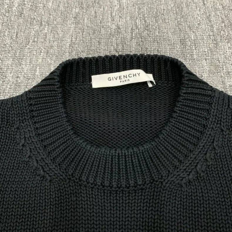 Givenchy Black Destroyed Large Logo Knit Sweater Size XL