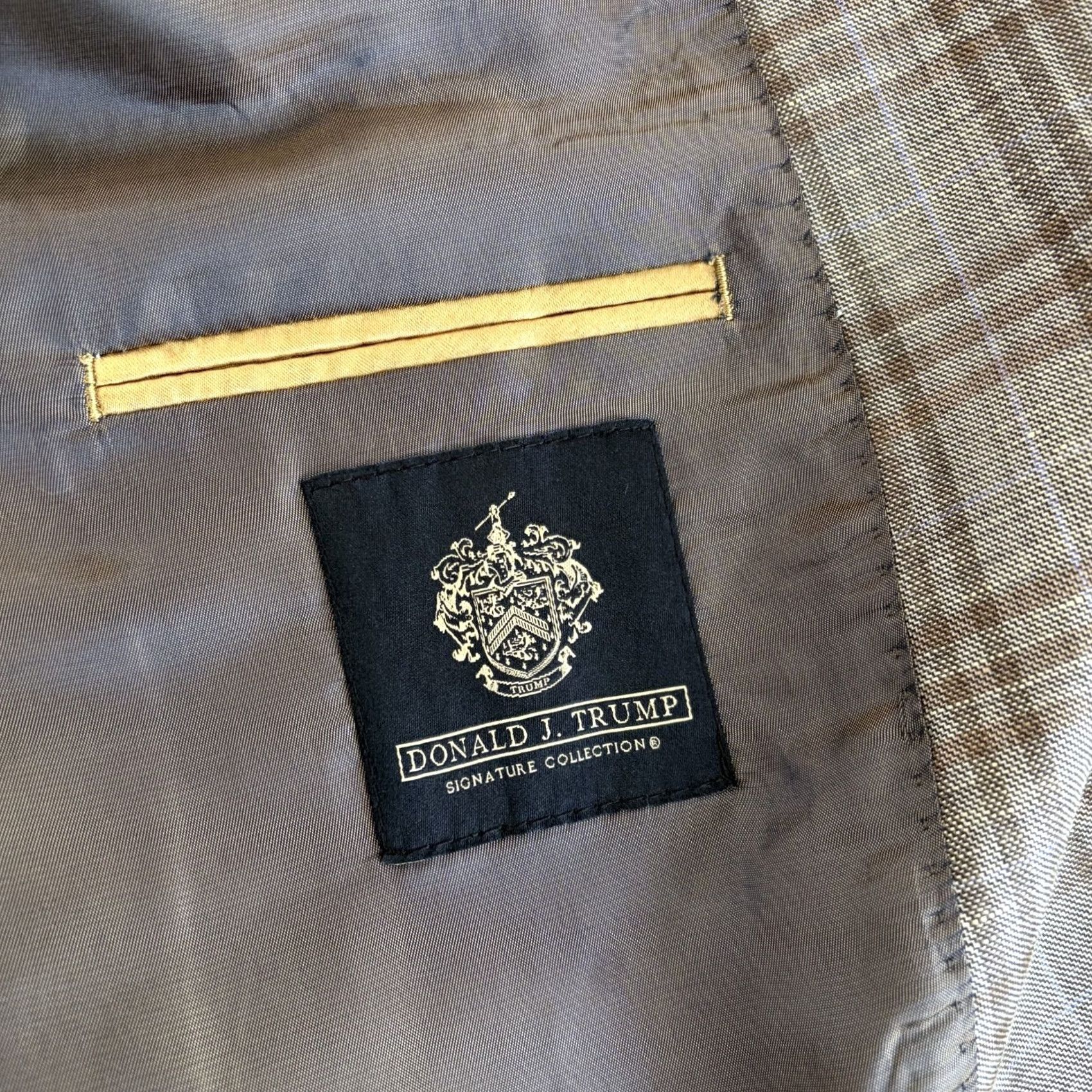 Vintage Donald J. Trump 2 Button Sport Coat Blazer Brown Windowpane Linen Wool Men 40R Size 40R - 4 Thumbnail