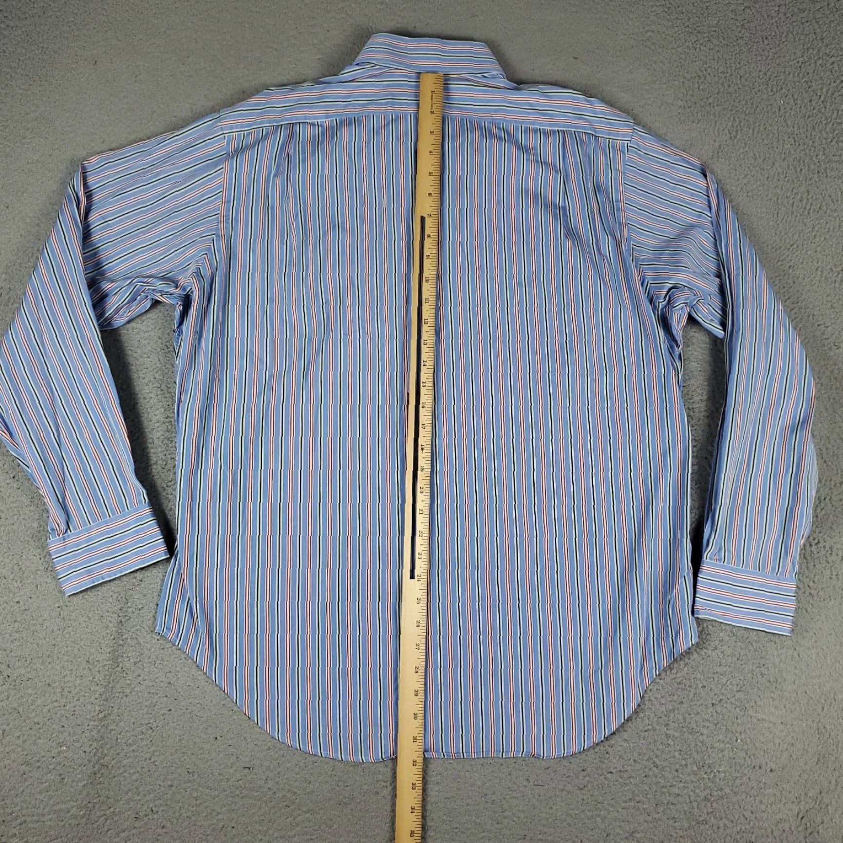 Ralph Lauren VINTAGE Ralph Lauren Dress Shirt Men Size 17 Blue Striped Cotton Long Sleeve Business Casual Size 46R - 3 Thumbnail