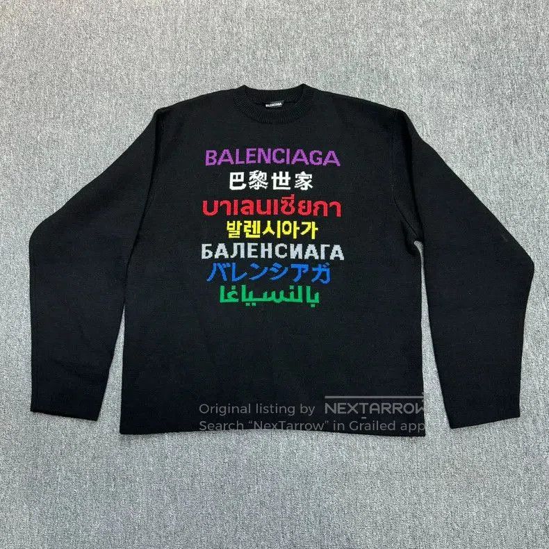 Balenciaga Balenciaga Seven-Language Logo Black Sweater. Size US M / EU 48-50 / 2 - 1 Thumbnail