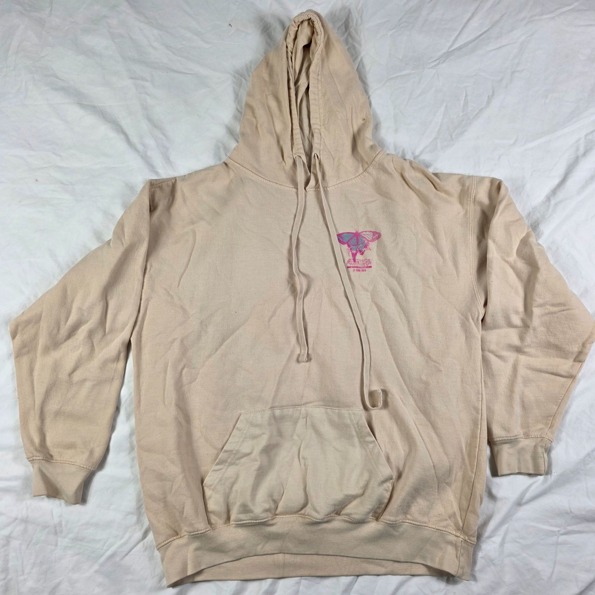 Pacsun PacSun Free Soul Mens XL Beige Butterfly Graphic Hoodie Ligh Size US XL / EU 56 / 4 - 3 Thumbnail
