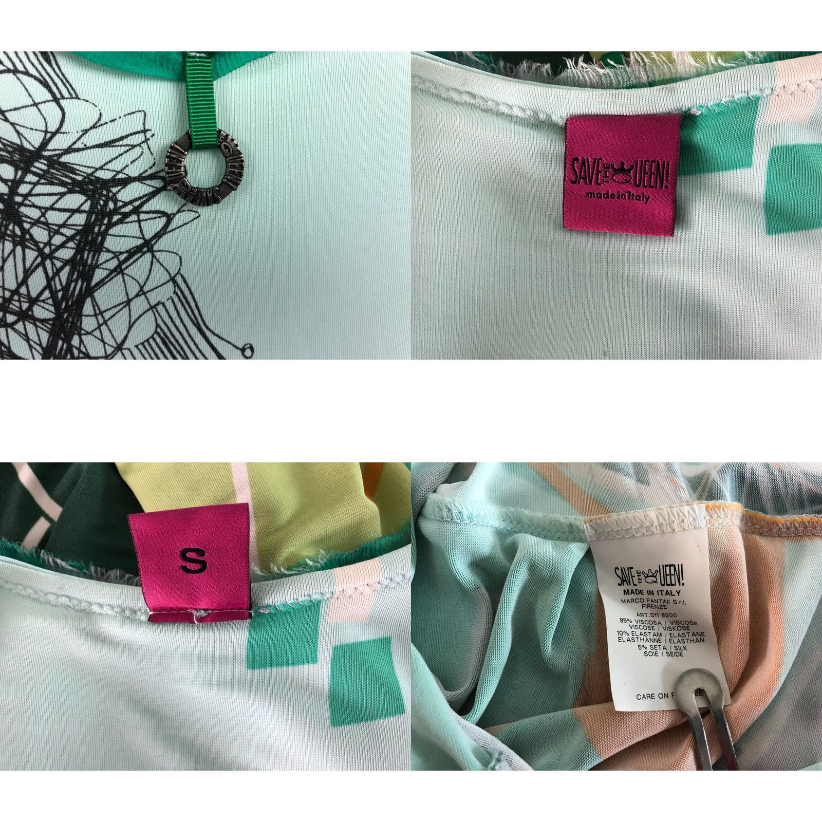 Vintage Save the Queen Blouse Sleeveless Top S Green Womens Jersey Viscose Silk Elastane Size S / US 4 / IT 40 - 8 Thumbnail