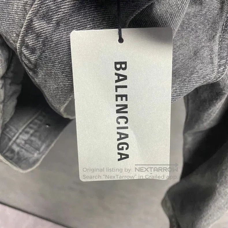 Balenciaga Balenciaga Black Gray Logo Denim Jacket. Size US L / EU 52-54 / 3 - 4 Thumbnail