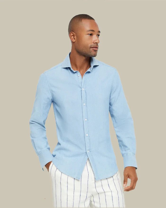 Brunello Cucinelli Shirt in Open Blue Size US L / EU 52-54 / 3 - 1 Thumbnail
