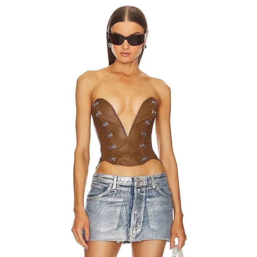 Other Fashion Nova Zorya Faux Leather Corset in Brown Size Large Size L / US 10 / IT 46 - 1 Thumbnail