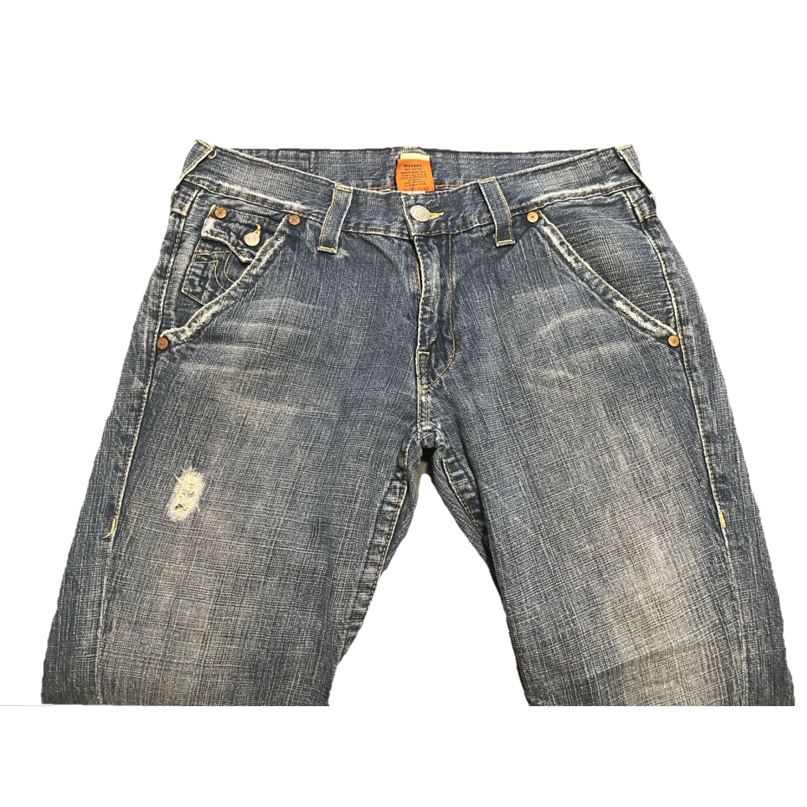 True Religion VINTAGE True Religion 812 Jeans Men Straight 34 Regular Size 35" Waist Blue Denim 30" Inseam Flap Pockets Logo Vintage USA Size US 34 / EU 50 - 2 Thumbnail