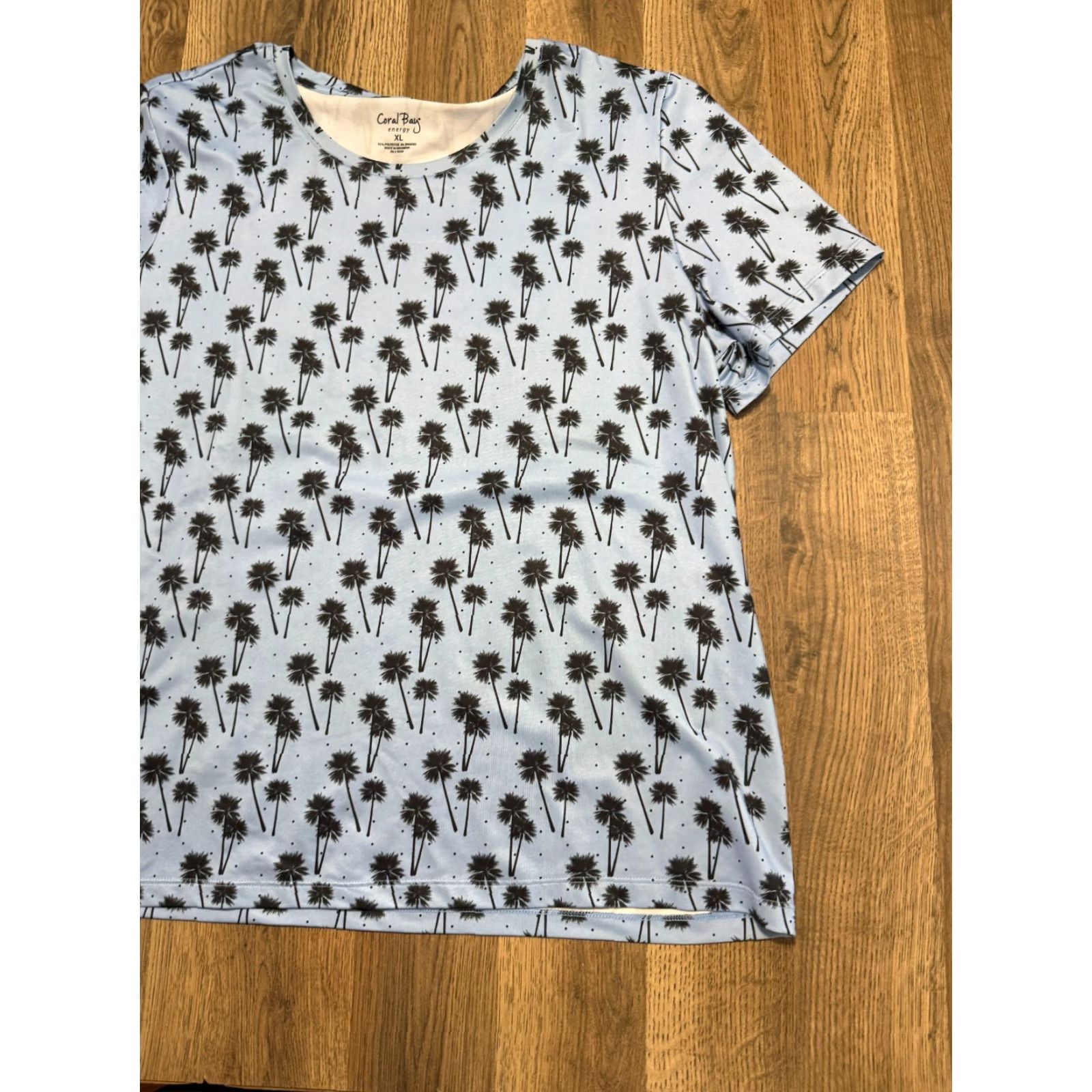 Vintage Coral Bay Energy Shirt Women's XL Blue Trees Allover Print Short Sleeve T-Shirt Casual Basic Modern Fall Summer Size XL / US 12-14 / IT 48-50 - 3 Thumbnail