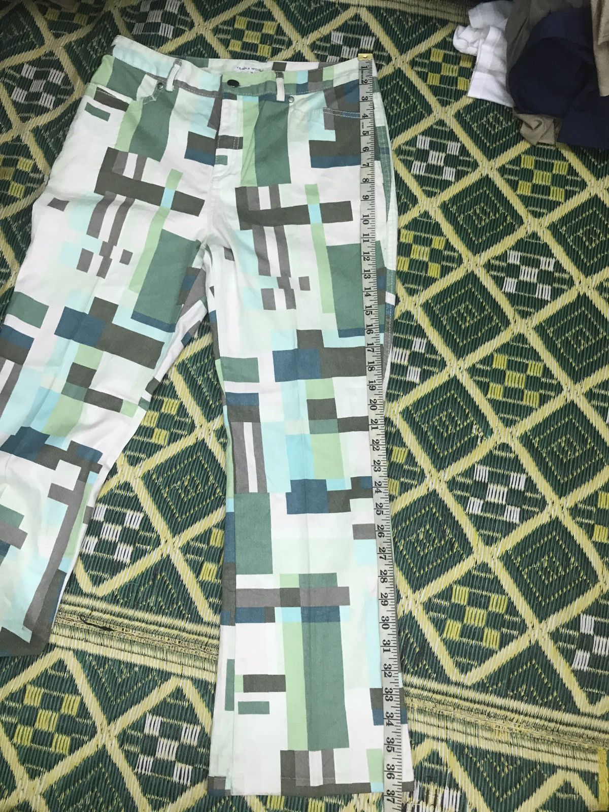 Designer × Japanese Brand × Vintage FAMOUS GREEN ABSTRACT FLARED BY TRANS WORK Size 30" / US 8 / IT 44 - 12 Thumbnail