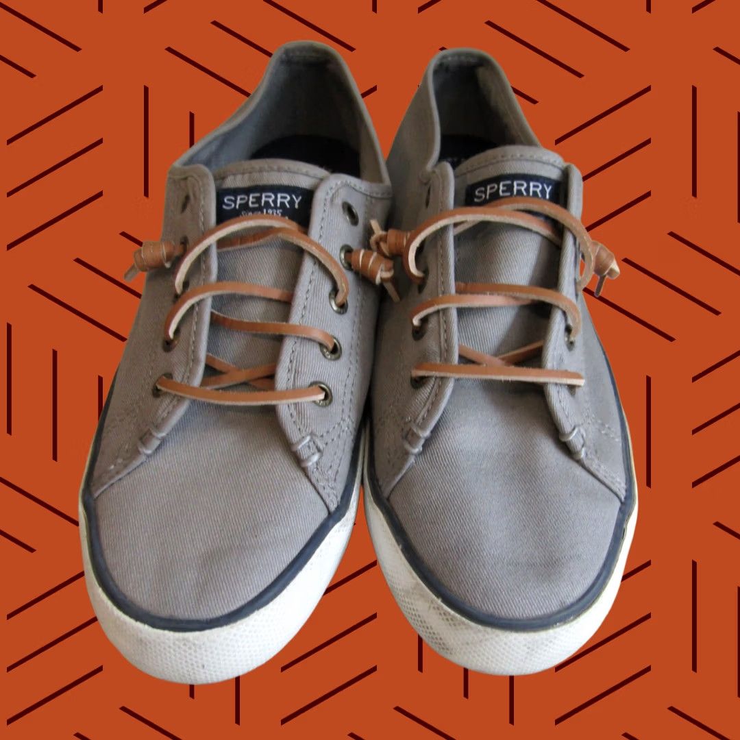 Sperry Top Sider Sneaker Women's Size 8 Eu 39 Gray Canvas Athletic Shoes Classic, Women's