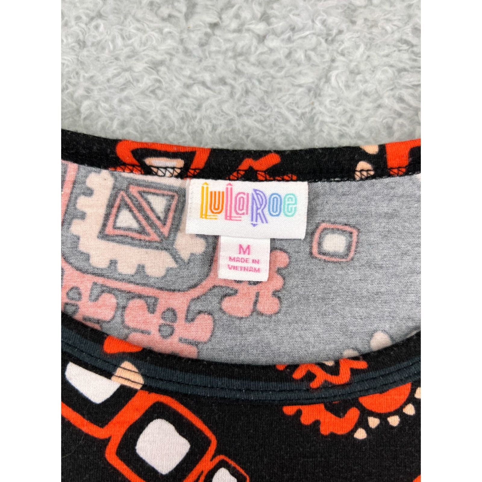 Vintage LuLaRoe Dress Womens M Black Orange Aztec Southwestern Polyester Blend Short Sleeve Round Neck Pullover Knee Length Vintage No Size M / US 6-8 / IT 42-44 - 3 Thumbnail