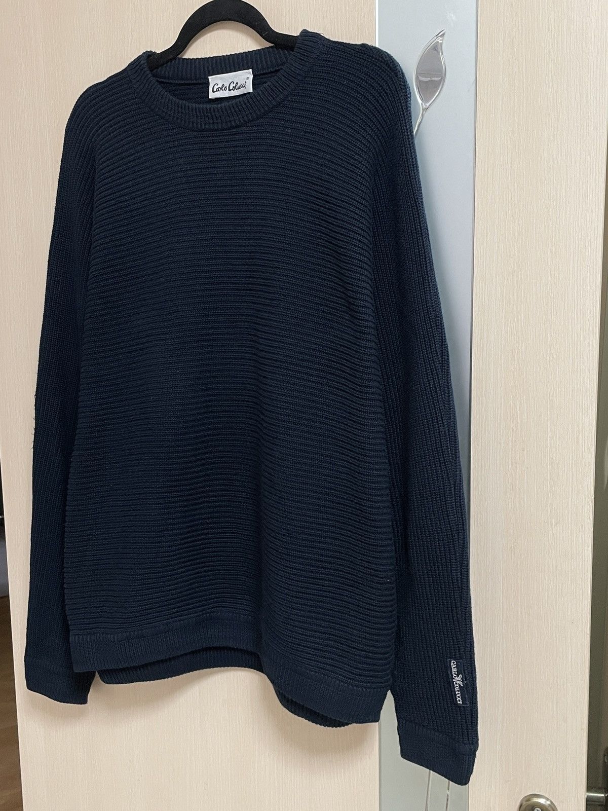 Carlo Colucci Vintage 90s Carlo Colucci Navy Blue Cotton Sweater Size XL Size US XL / EU 56 / 4 - 3 Thumbnail