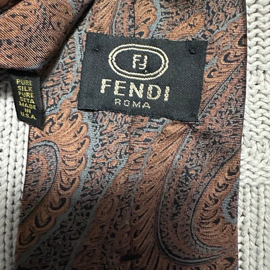 Fendi Vintage Fendi brown paisley silk tie Size ONE SIZE - 2 Thumbnail