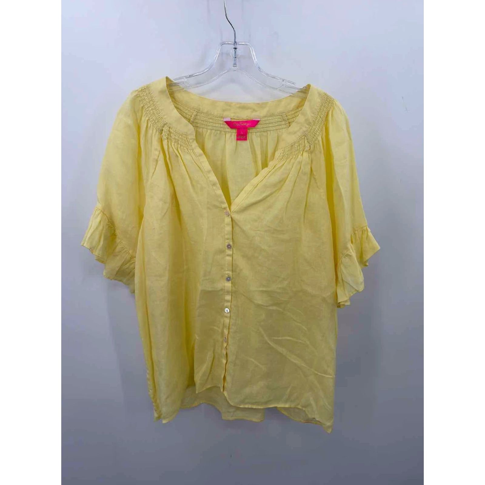 Lilly Pulitzer Lilly Pulitzer Blouse Yellow Large Regular Pre-Owned Size L / US 10 / IT 46 - 4 Thumbnail