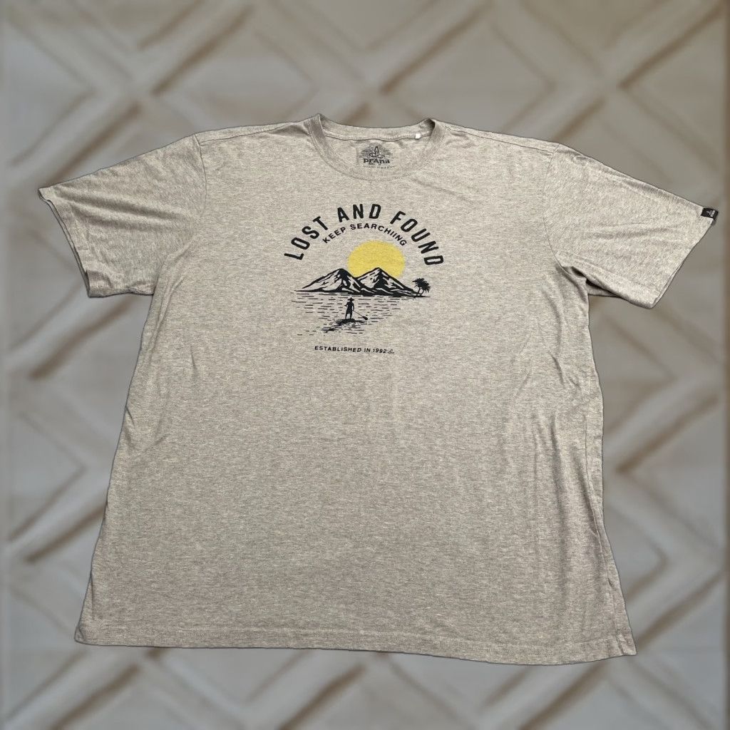 Prana Prana Graphic Shirt Mens XXL Brown Short Sleeve Cotton Tee Logo Breathable Outdoor Classic Mens Size US XXL / EU 58 / 5 - 1 Thumbnail