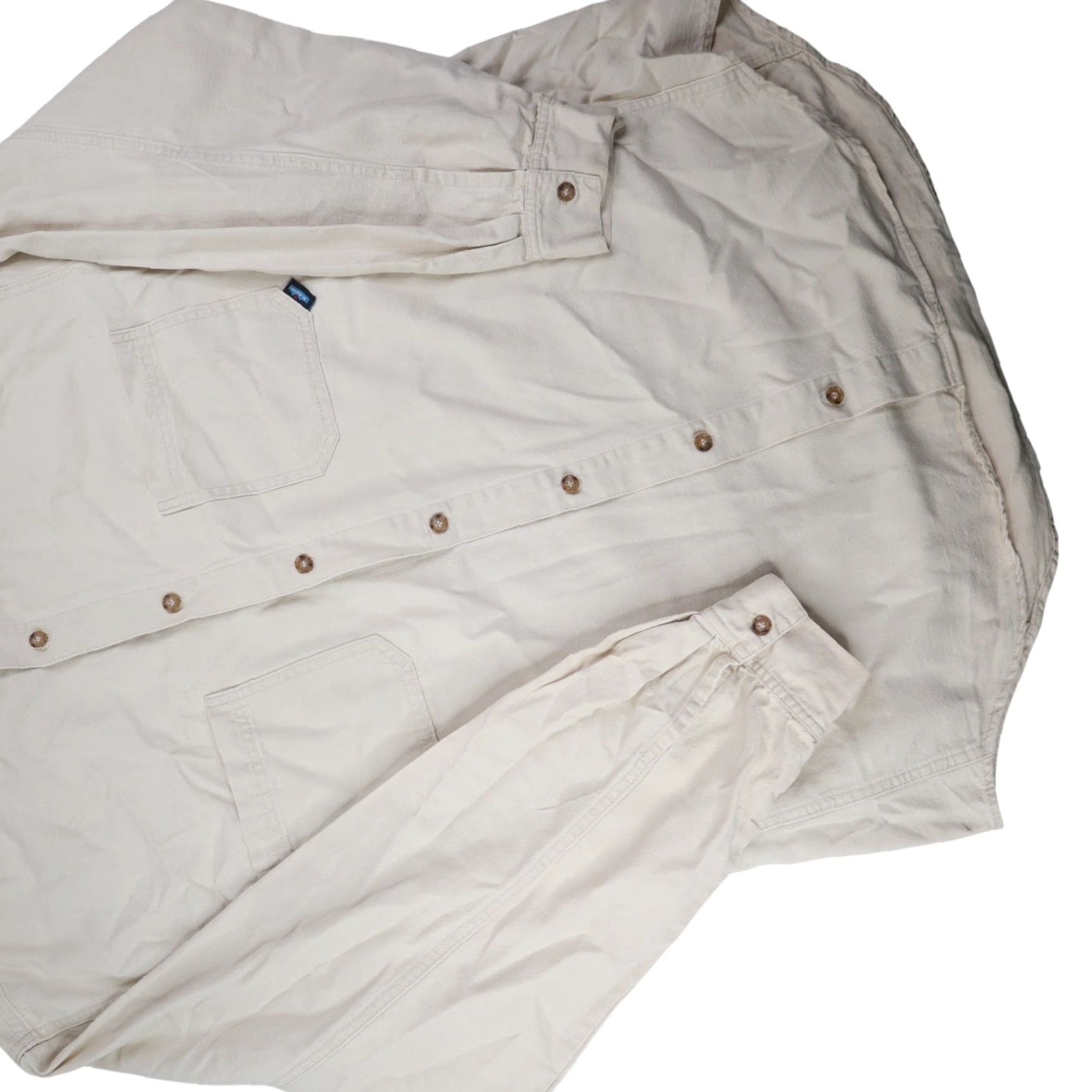 KAVU VINTAGE KAVU Canvas Button Up Adventure Shirt Mens Large Cream Long Sleeve Regular Size Size US L / EU 52-54 / 3 - 3 Thumbnail