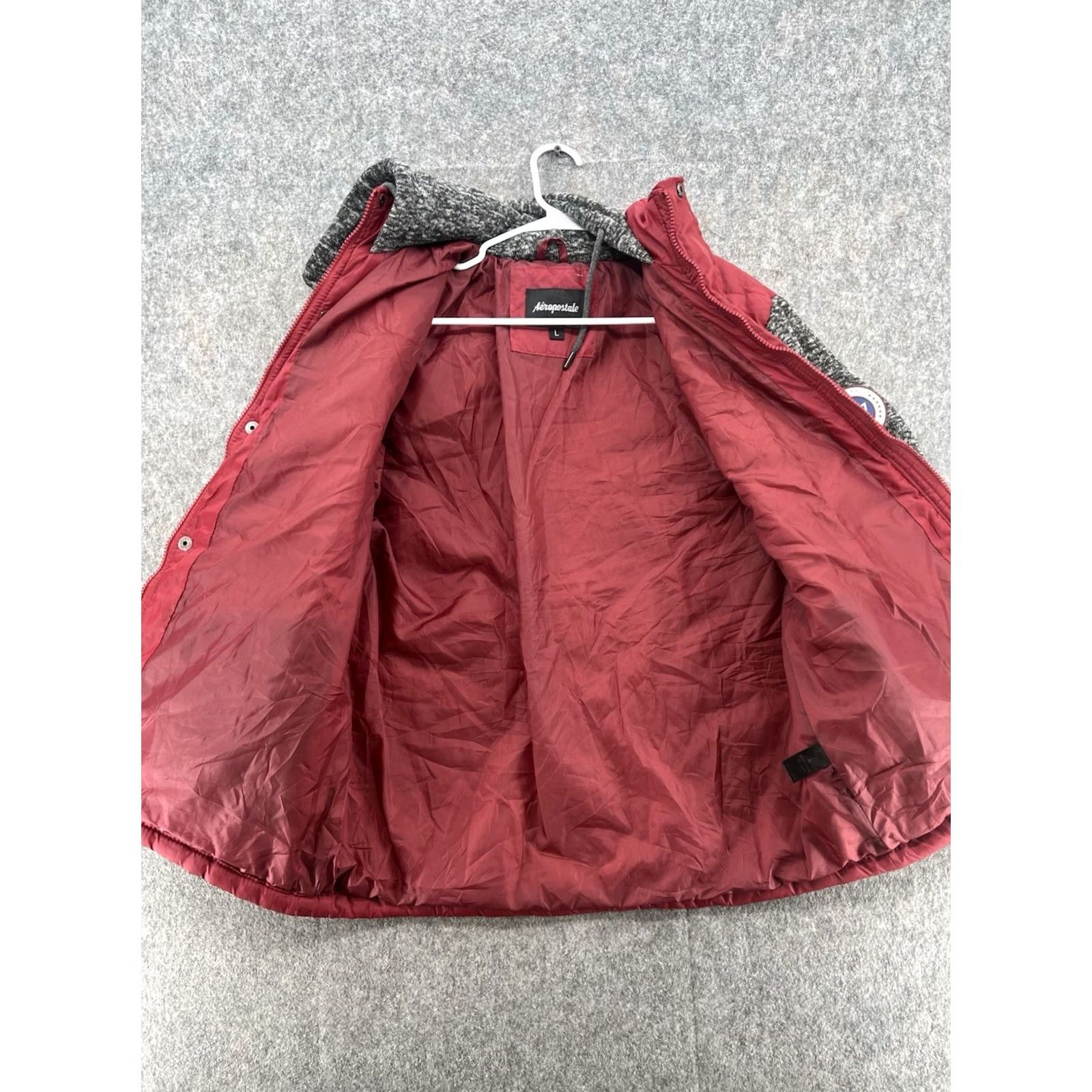 Vintage Aeropostale Men's Puffer Jacket Large Red Fleece Zip Hooded Outdoor Winter Size US L / EU 52-54 / 3 - 5 Thumbnail