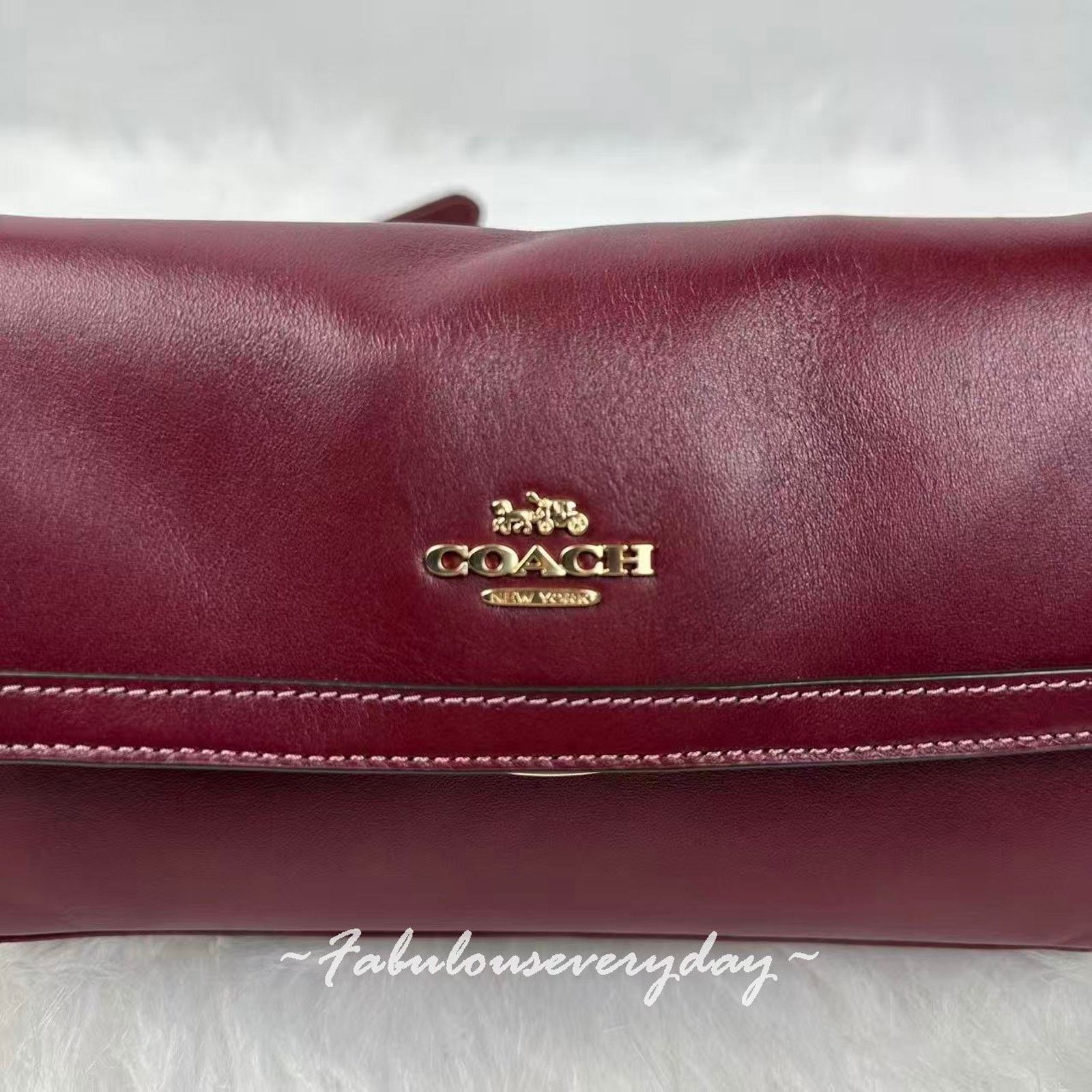 Coach Coach Etta Small Flap Shoulder Bag Leather Maroon Merlot Size ONE SIZE - 7 Thumbnail