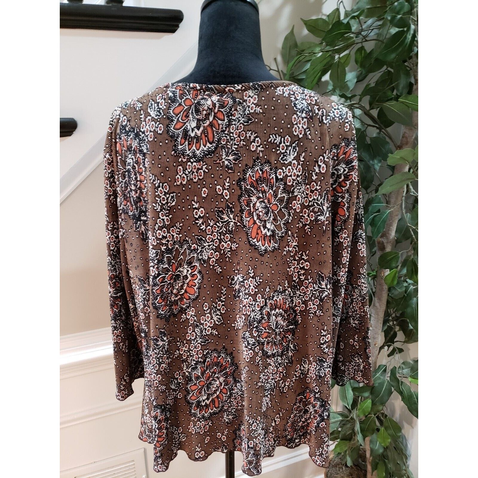 Other Cato Floral Polyester V-Neck Long Sleeve Top Blouse 18/20W Size 3XL / US 20-22 - 7 Thumbnail