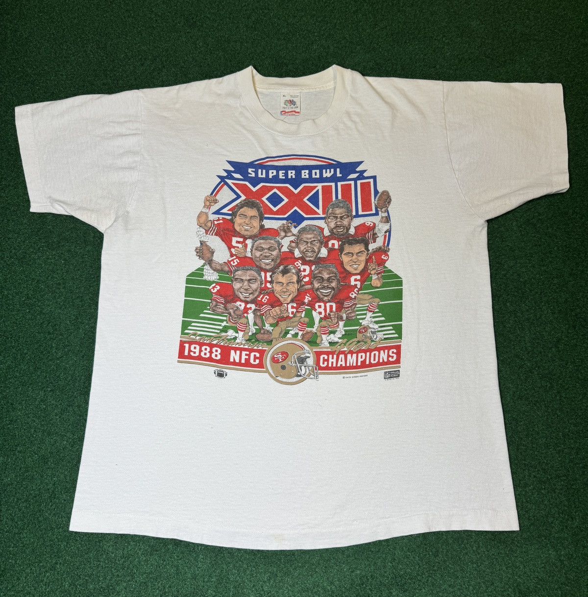 Salem Sportswear × Vintage Vintage 80s 90s 49ers Caricature Super Bowl XXII XL T Shirt Size US XL / EU 56 / 4 - 1 Thumbnail