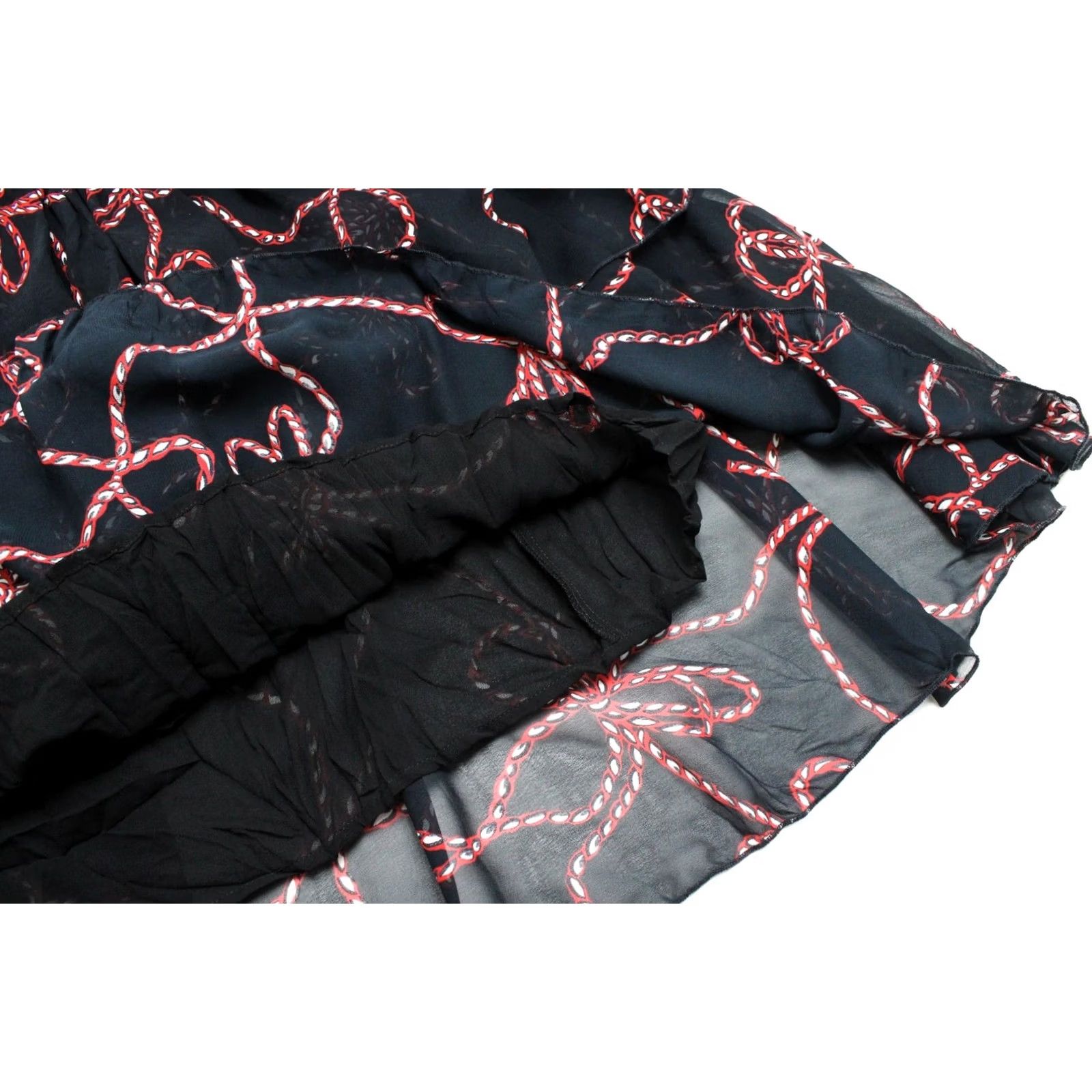 Pinko PINKO Skirt Women's UK 14 Patterned Ruffle Lined Elastic Waist Black Size 36" / US 14 / IT 50 - 5 Thumbnail