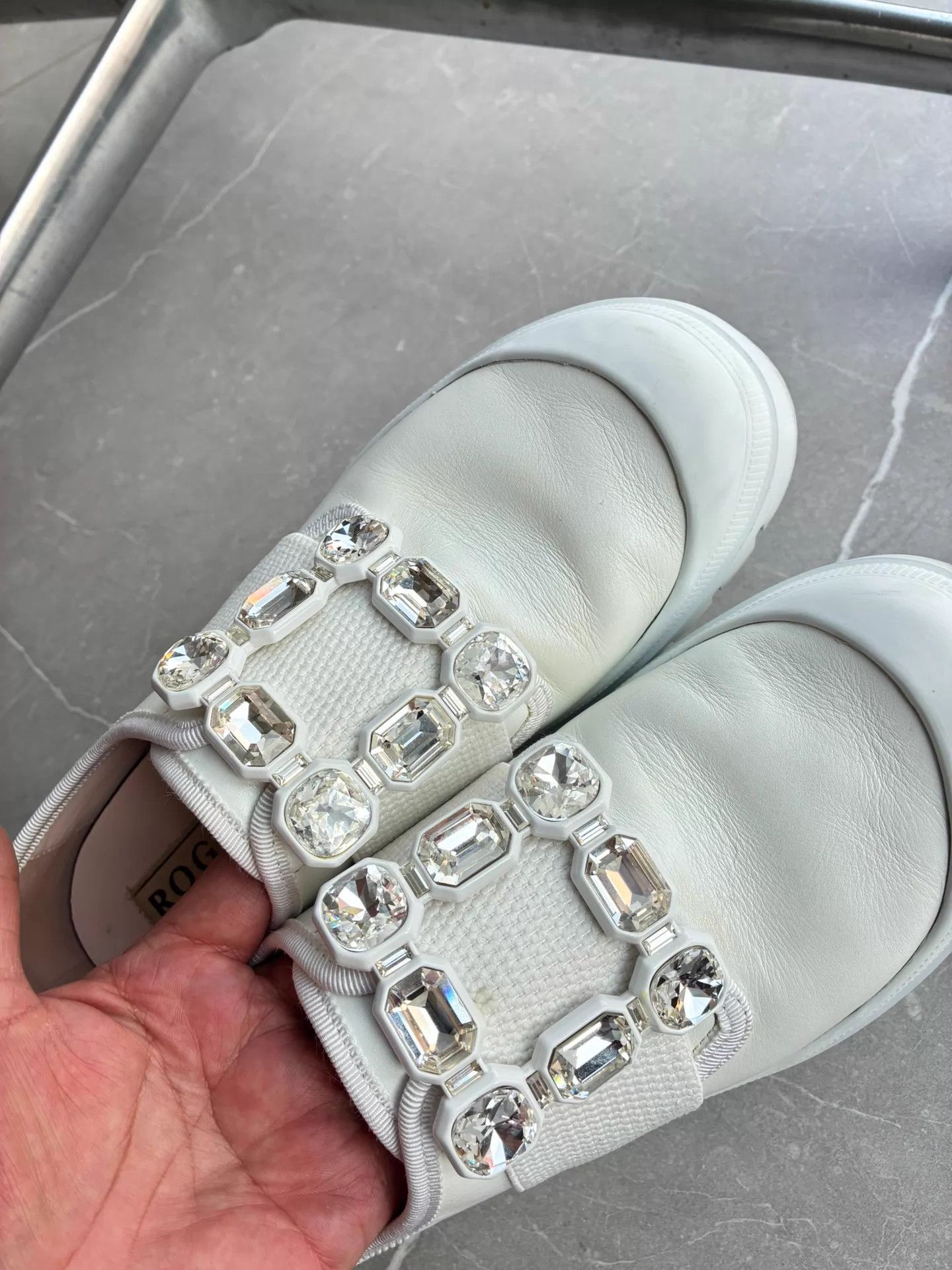 Roger Vivier Roger Vivier White Leather Crystal Platform Sneaker Size 36 Size US 5.5 / IT 35.5 - 4 Thumbnail