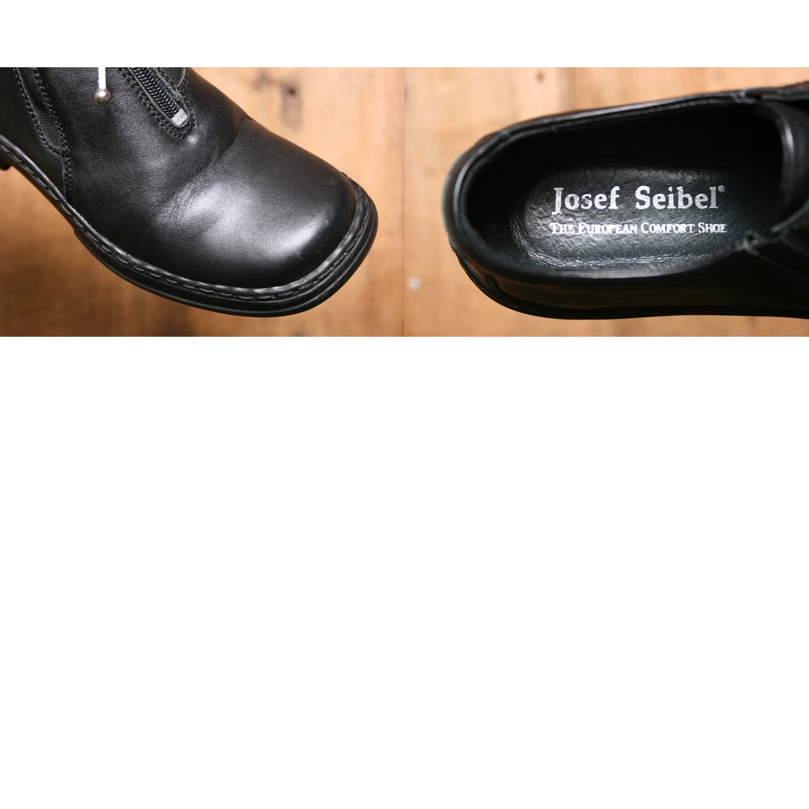 Vintage VINTAGE Josef Seibel Pamela Black Leather Front Zip Loafers EUR 37 ≈ US 6.5 Womens Leather Loafer Janet Style Casual Zip Front Side Size US 7 / IT 37 - 8 Thumbnail