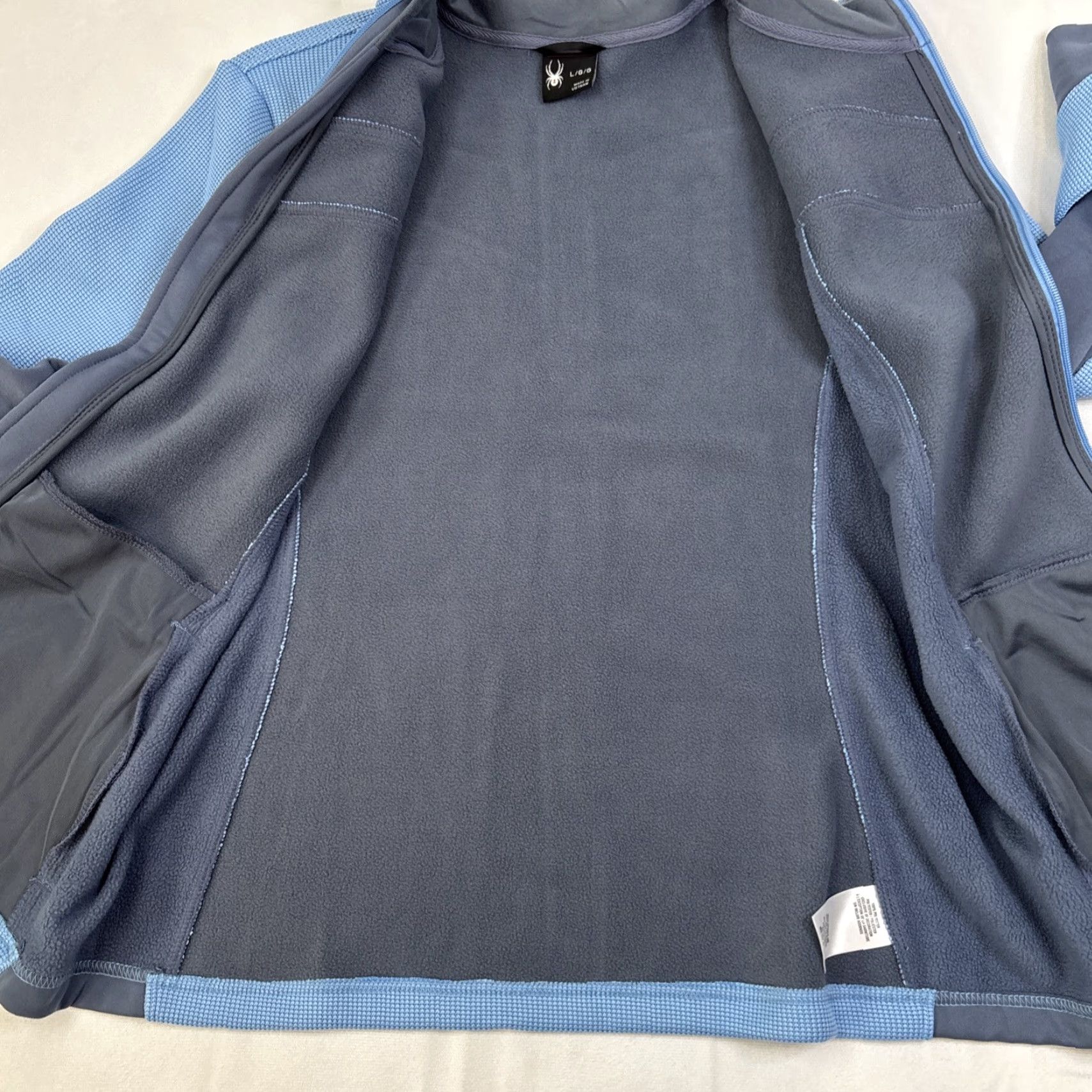 Spyder Spyder Jacket Womens Large Powder Blue Full Zip Waffle Knit Fleece Ski Snowboard Size L / US 10 / IT 46 - 5 Thumbnail