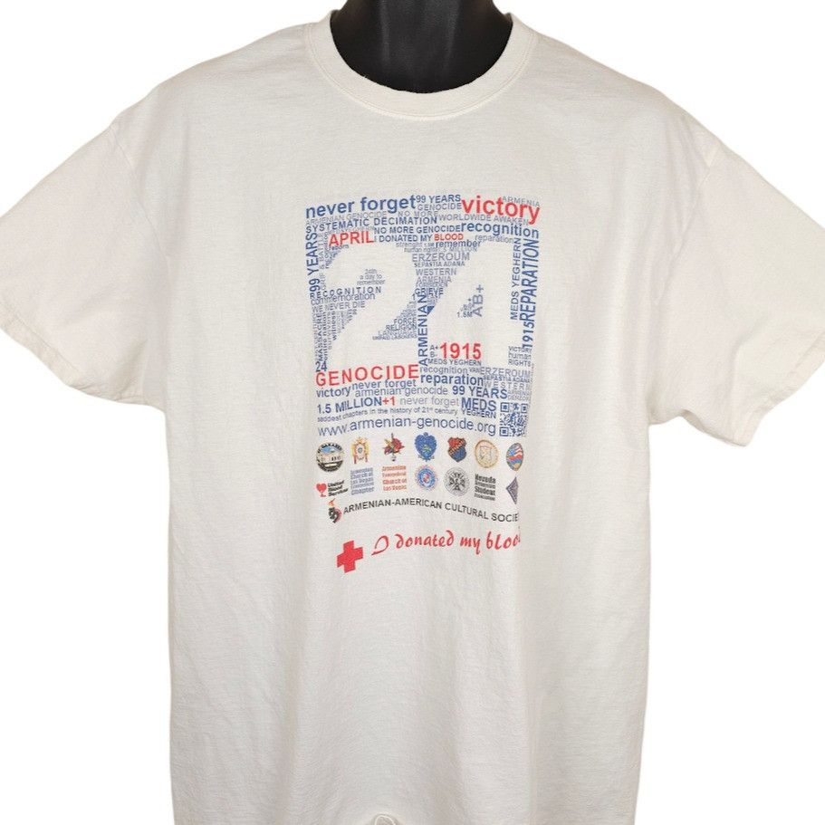 Other Armenian Genocide T Shirt Mens Size XL White 1915 Size US XL / EU 56 / 4 - 1 Thumbnail