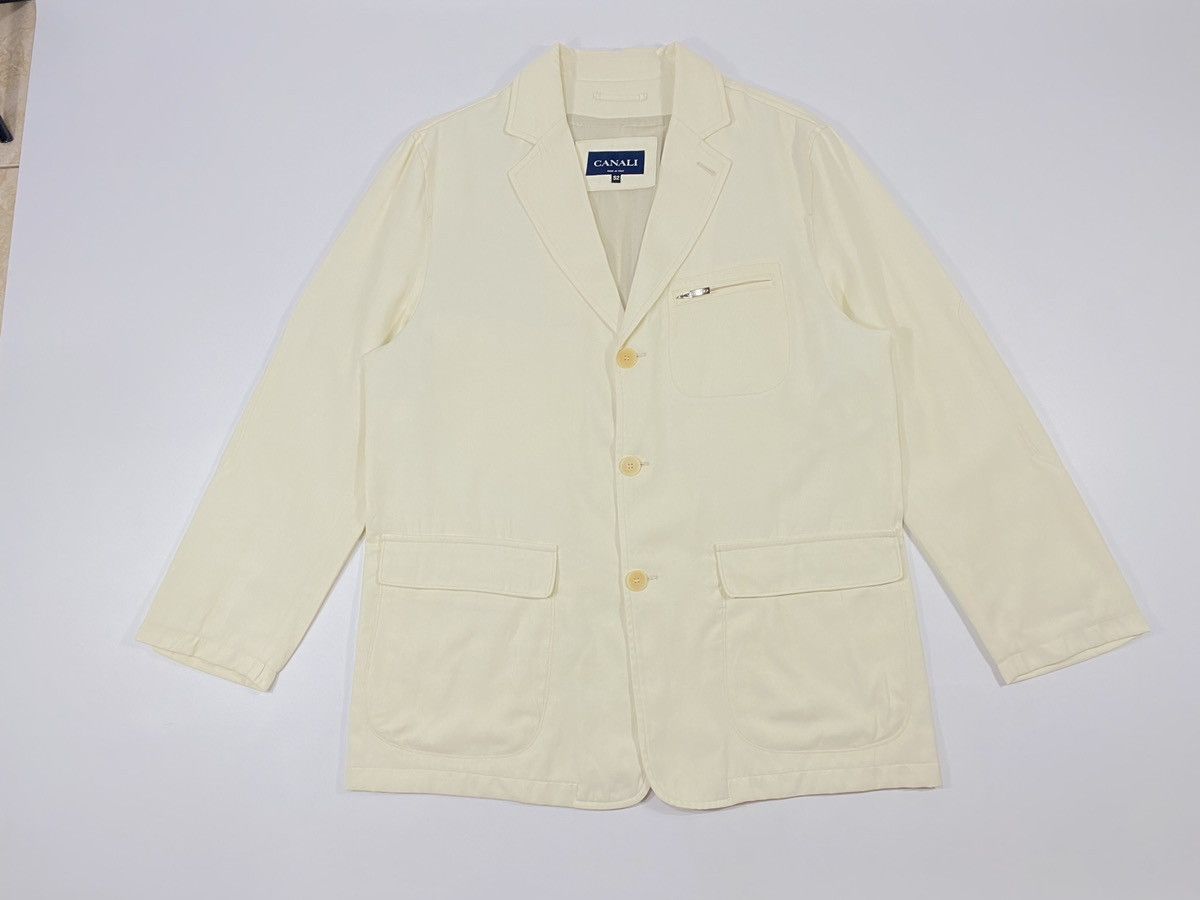 Canali 🔥LASTDROP🔥 Canali Milk Nylon Zip Pocket Blazer Nylon Jacket Size US XL / EU 56 / 4 - 24 Thumbnail