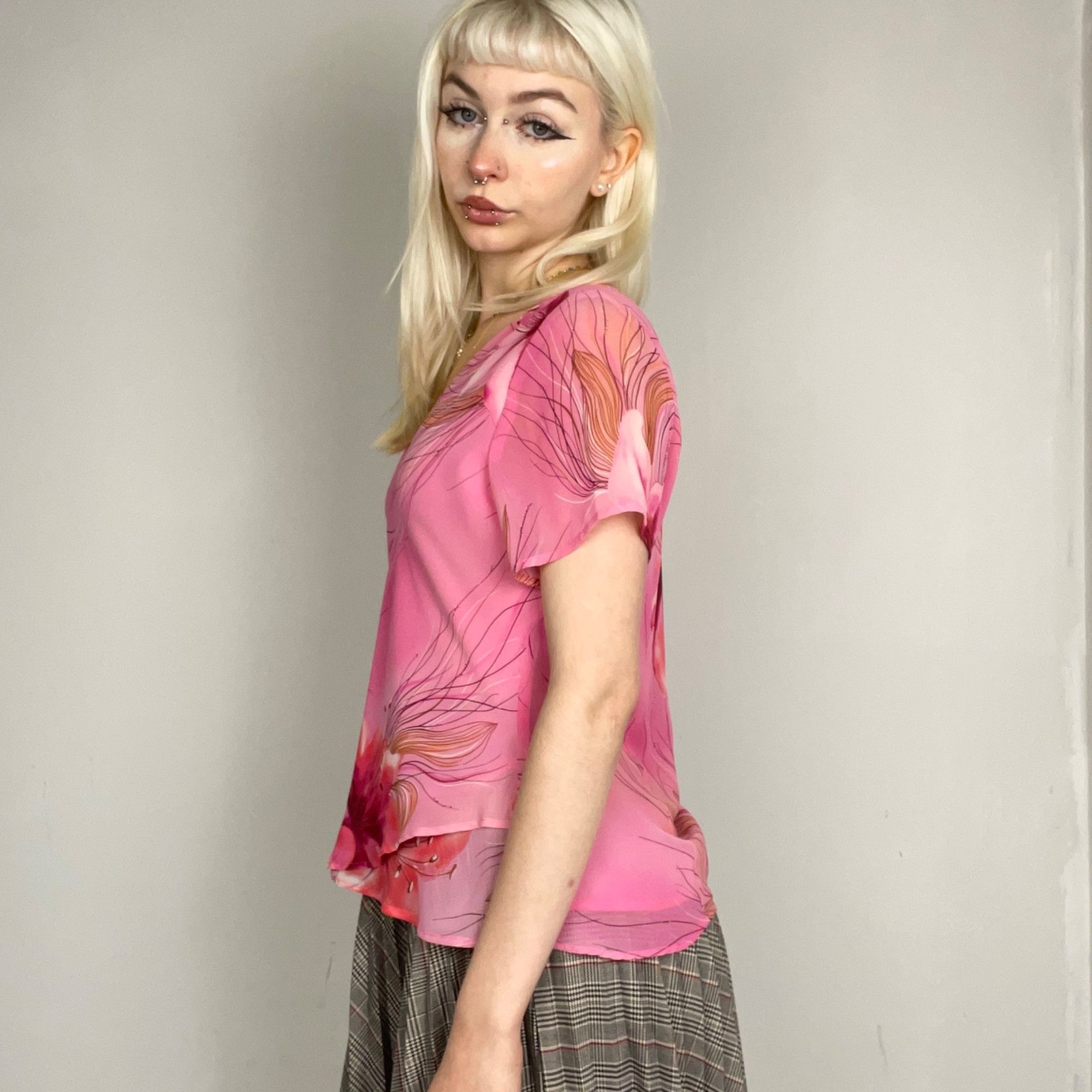 Other 10 - Y2K Studio C Flower Pink Ruffle Top Size M / US 6-8 / IT 42-44 - 2 Thumbnail