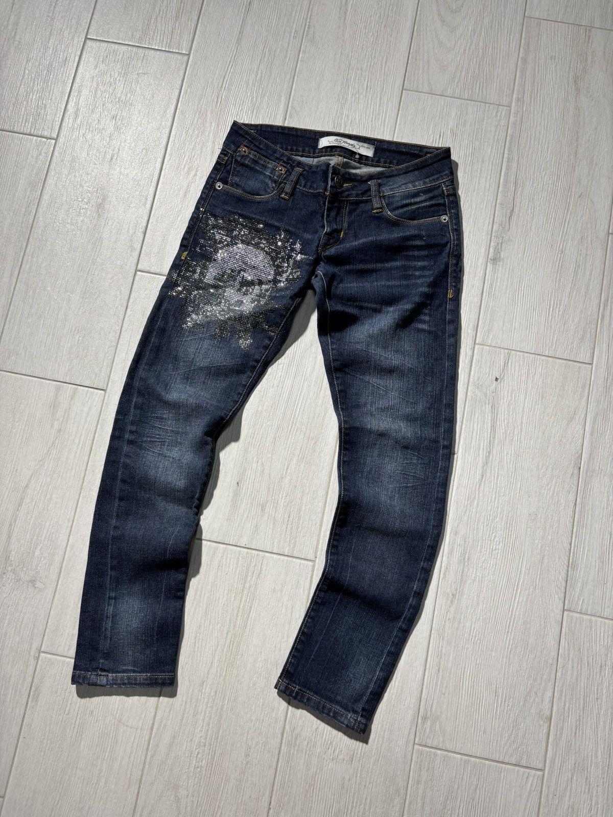 Ed Hardy Y2K Ed Hardy Jeans Skull Death Rhinestones by Christian Size 27" / US 4 / IT 40 - 1 Thumbnail