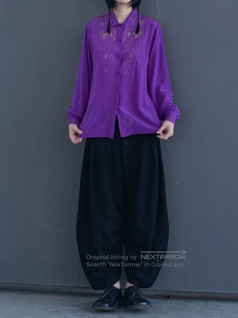 Comme des Garcons Comme Des Garcons Early hand-embroidered purple silk shirt Size M / US 6-8 / IT 42-44 - 2 Thumbnail