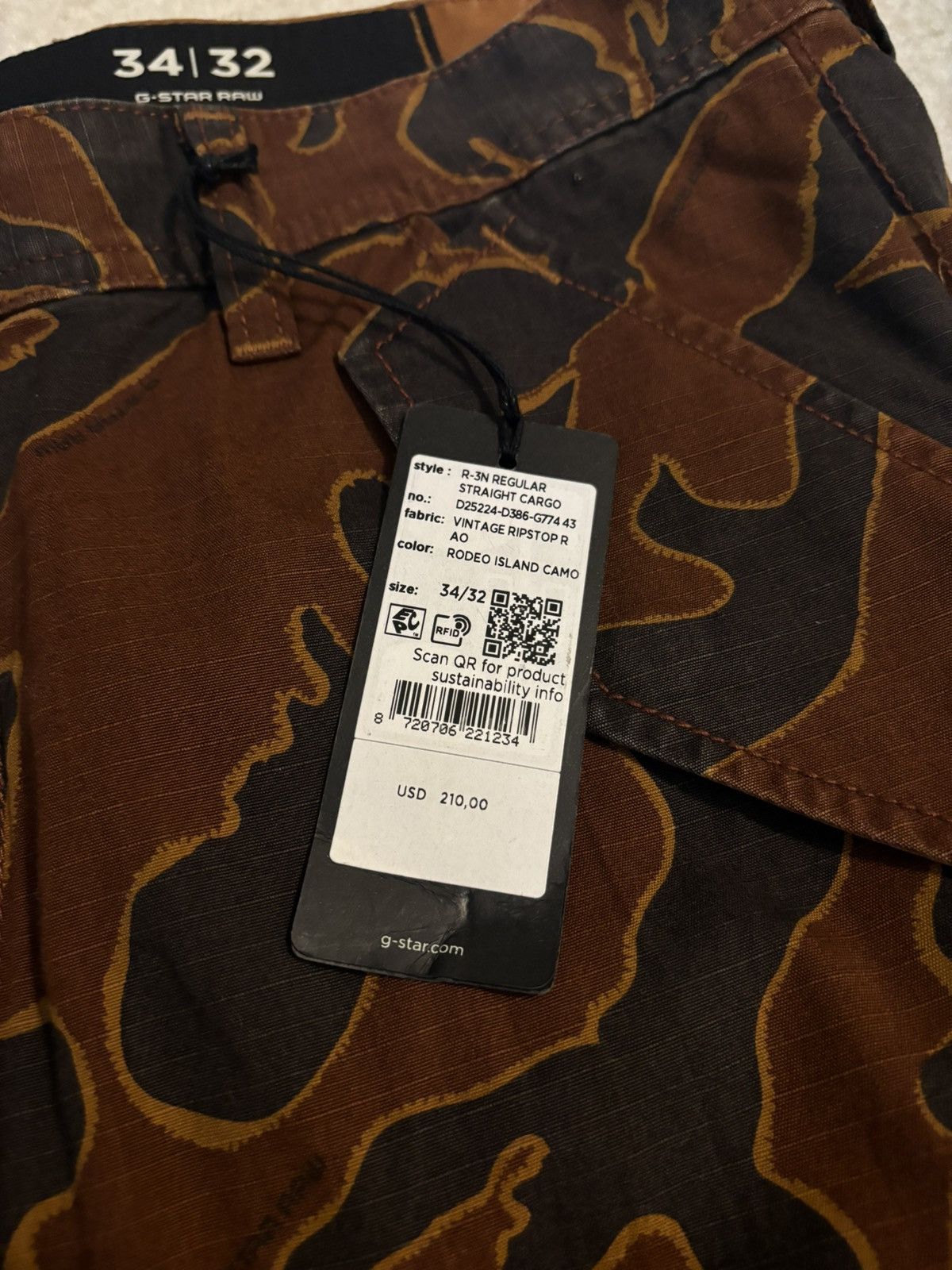 G-Star G Star Raw R-3N Straight Ripstop Cargo Pants Island Camo Size US 34 / EU 50 - 3 Thumbnail