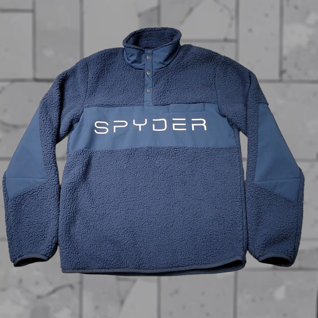 Spyder Spyder Mens Active Sports Vista Fleece Pullover Snap Neck Jacket Blue Size S Regular Logo Ski 1/2 Zip Mens Size US S / EU 44-46 / 1 - 1 Thumbnail