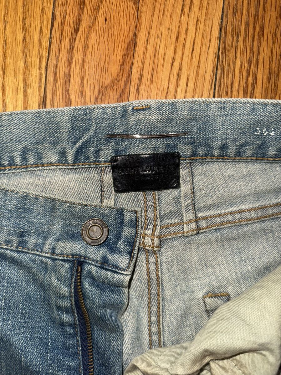 Hedi Slimane × Saint Laurent Paris × Yves Saint Laurent Saint Laurent Paris Destroyed Crash Denims Size US 28 / EU 44 - 3 Thumbnail