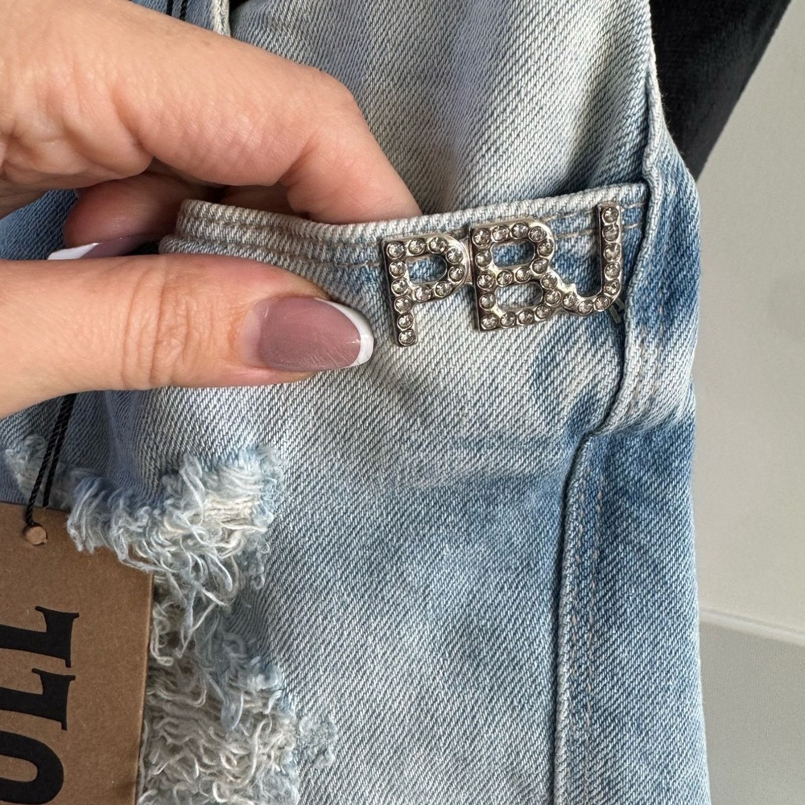 Other Trendy Light Blue Distressed Jean Shorts 02 Size 23" - 8 Thumbnail