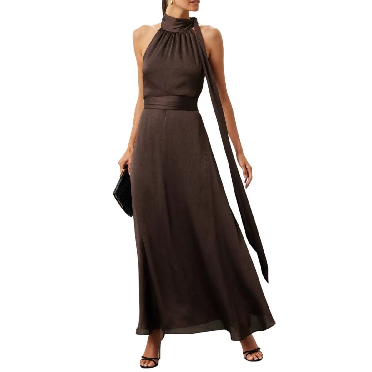 Sachin & Babi Sachin & Babi Halter Kayla Gown in Brown, Size US 10 Size L / US 10 / IT 46 - 2 Thumbnail