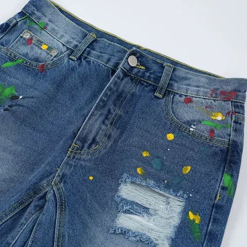 Jean paint flare damaged ripped jeans Size US 28 / EU 44 - 3 Thumbnail